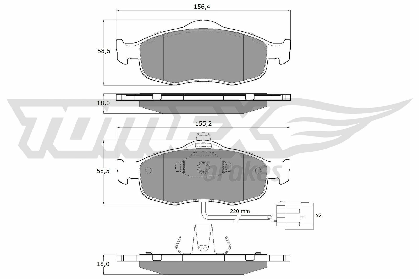 Sada brzdových destiček, kotoučová brzda TOMEX Brakes